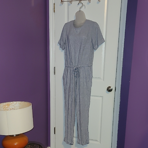 Old Navy Pants - Old Navy Blue and White Striped Jumpsuit Sz: L